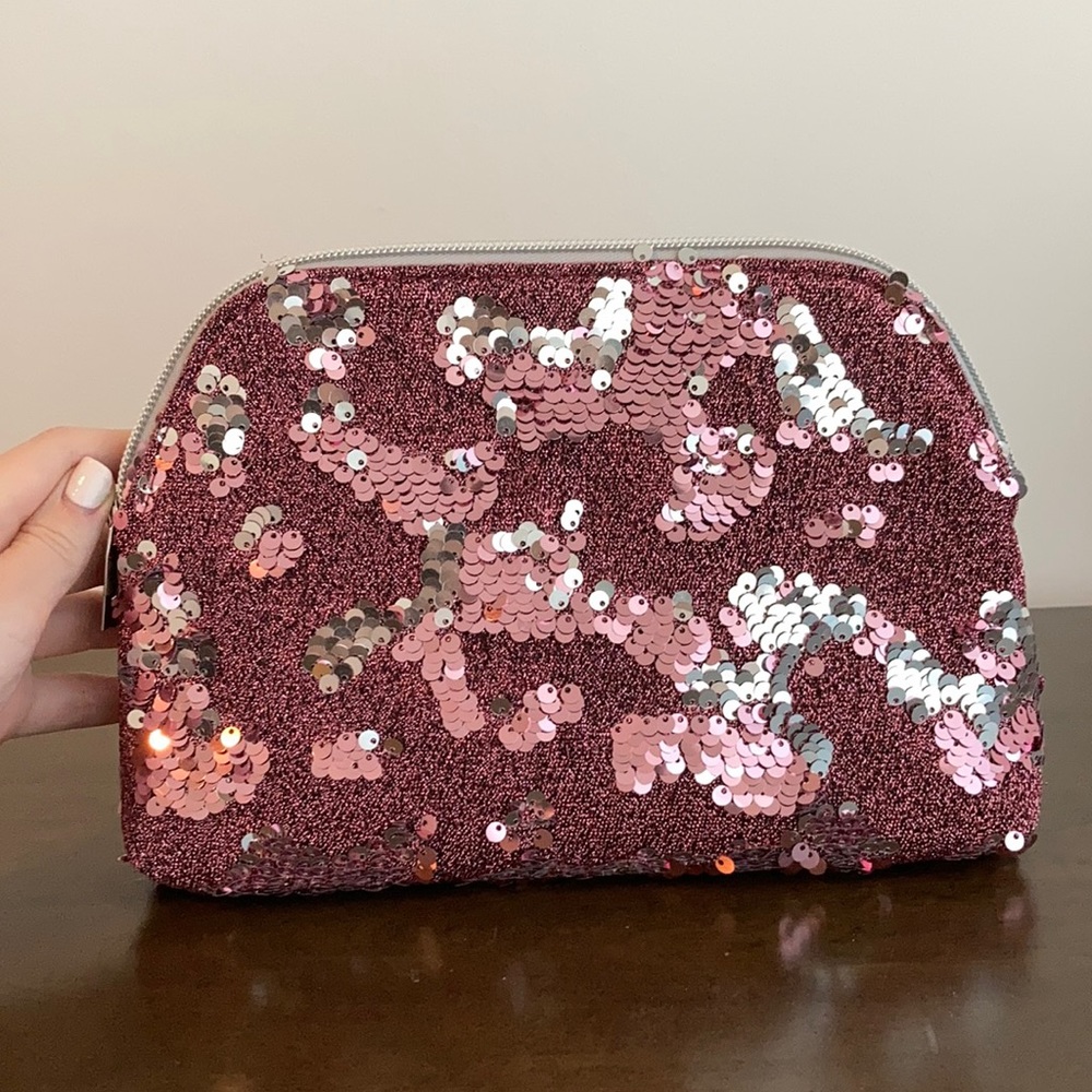 Pink Sequin Makeup Bag